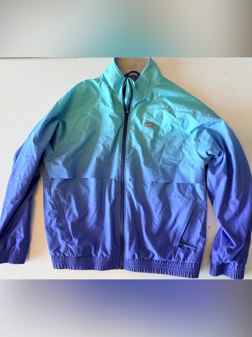 Figs Gradient Jacket in Aqua and Blue- ombré color
